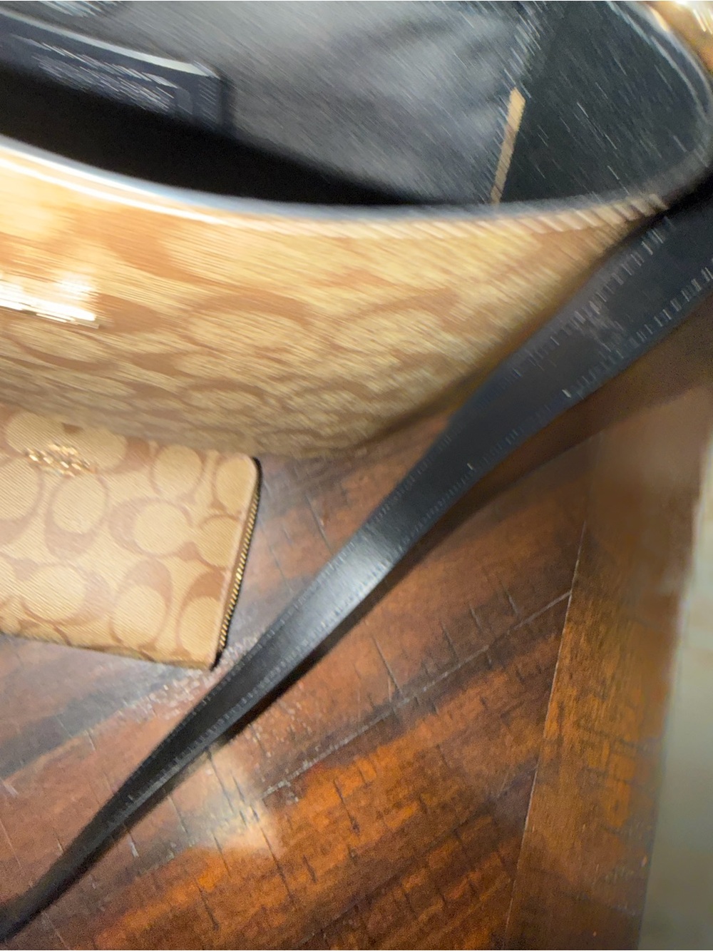 Coach Khaki Signature Canvas Bucket Bag with Black Trim and Matching Wallet - Picture 7 of 7